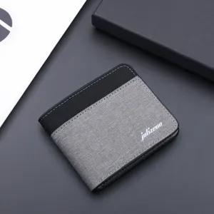Men's Canvas Short Stitching Contrast Color Dollar Men's Wallets