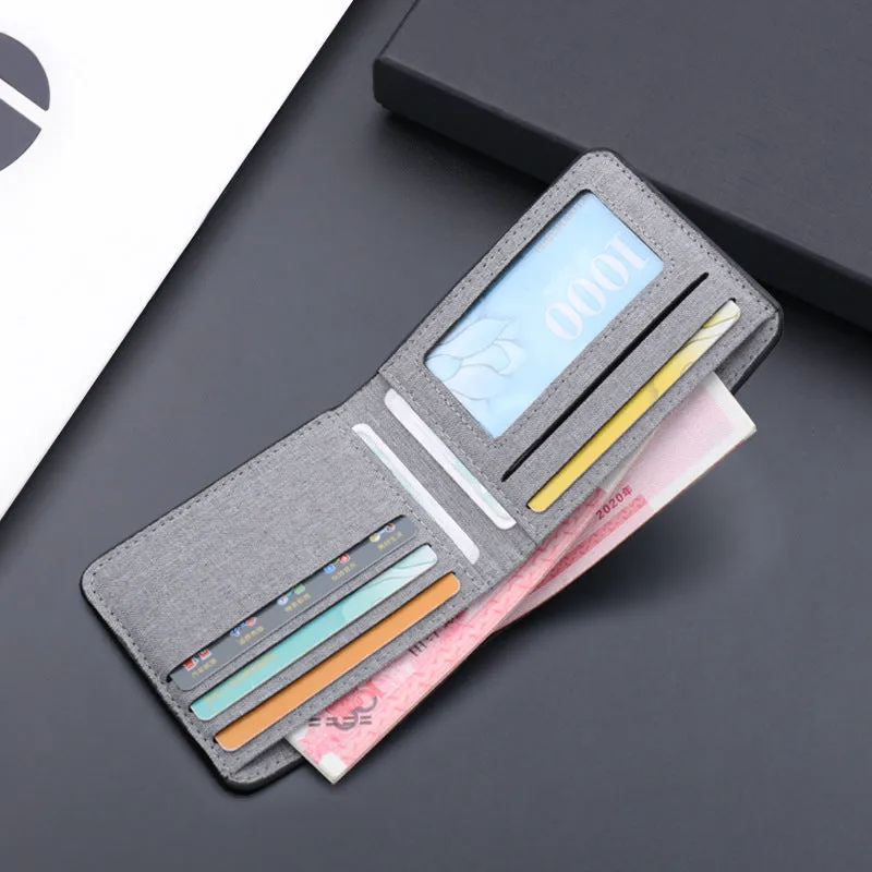 Men's Canvas Short Stitching Contrast Color Dollar Men's Wallets