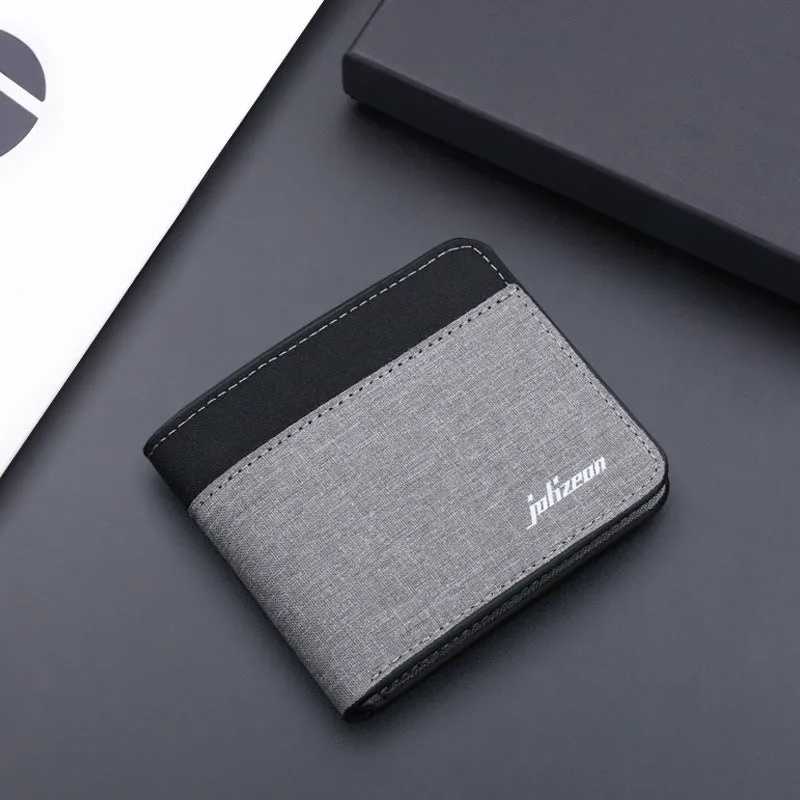 Men's Canvas Short Stitching Contrast Color Dollar Men's Wallets