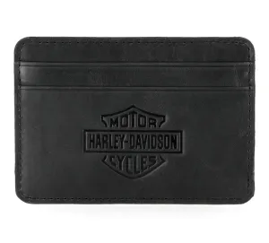 Men's Modular Leather Money Clip Wallet - Black