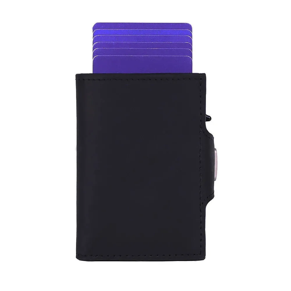 Men's RFID Pop-Up Wallet – Slim Aluminum & Leather Card Holder