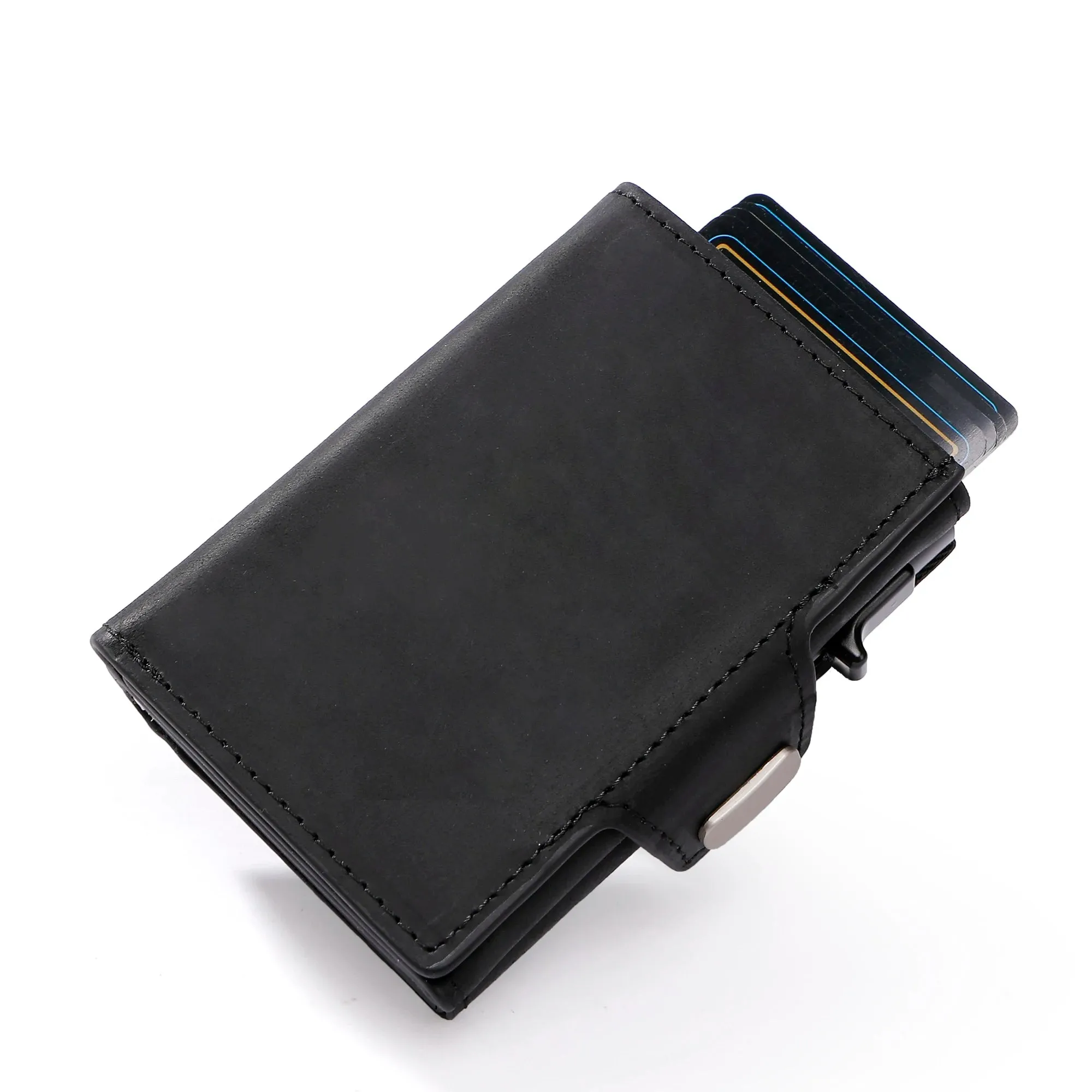 Men's RFID Pop-Up Wallet – Slim Aluminum & Leather Card Holder