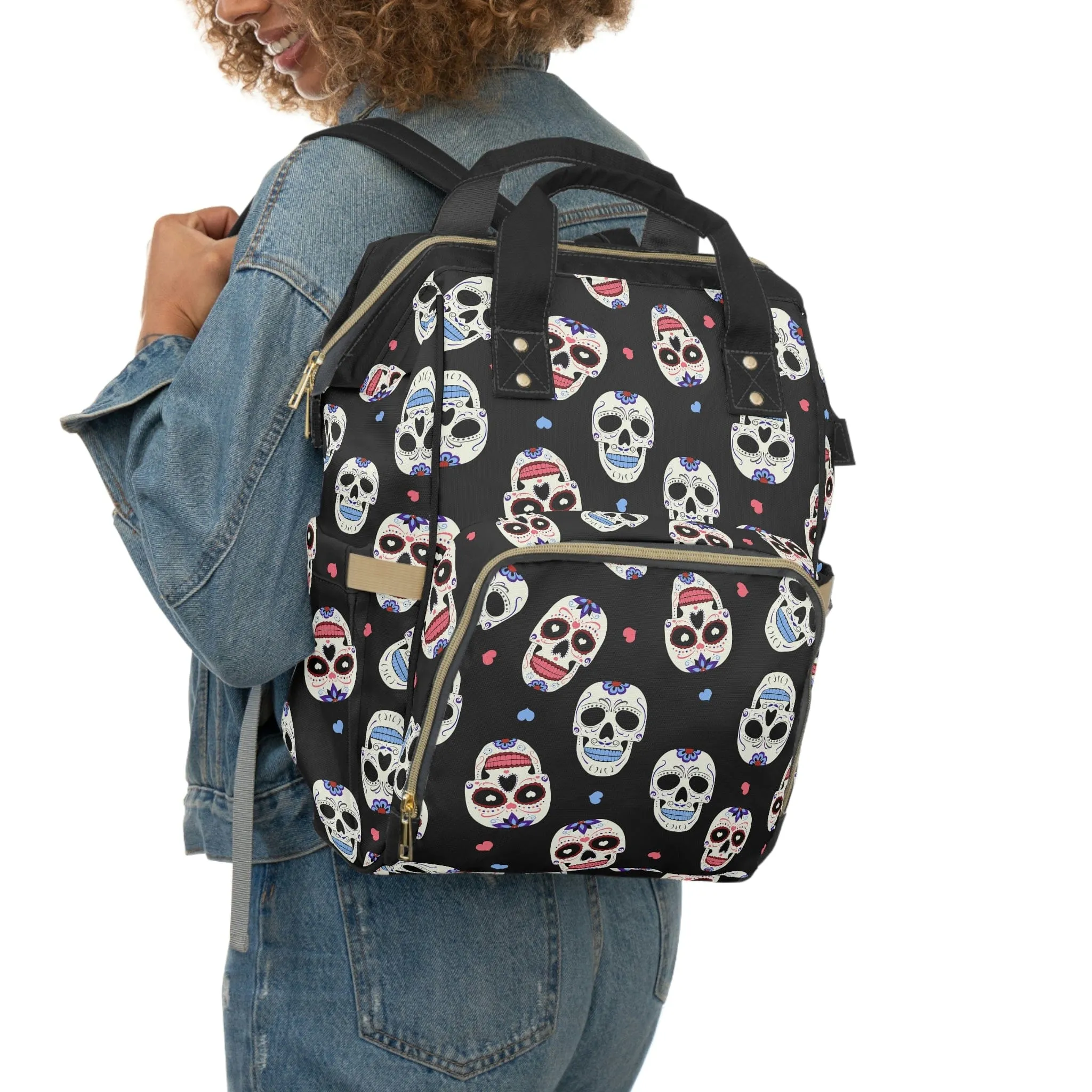 Mexican Sugar Skull Multifunctional Diaper Backpack