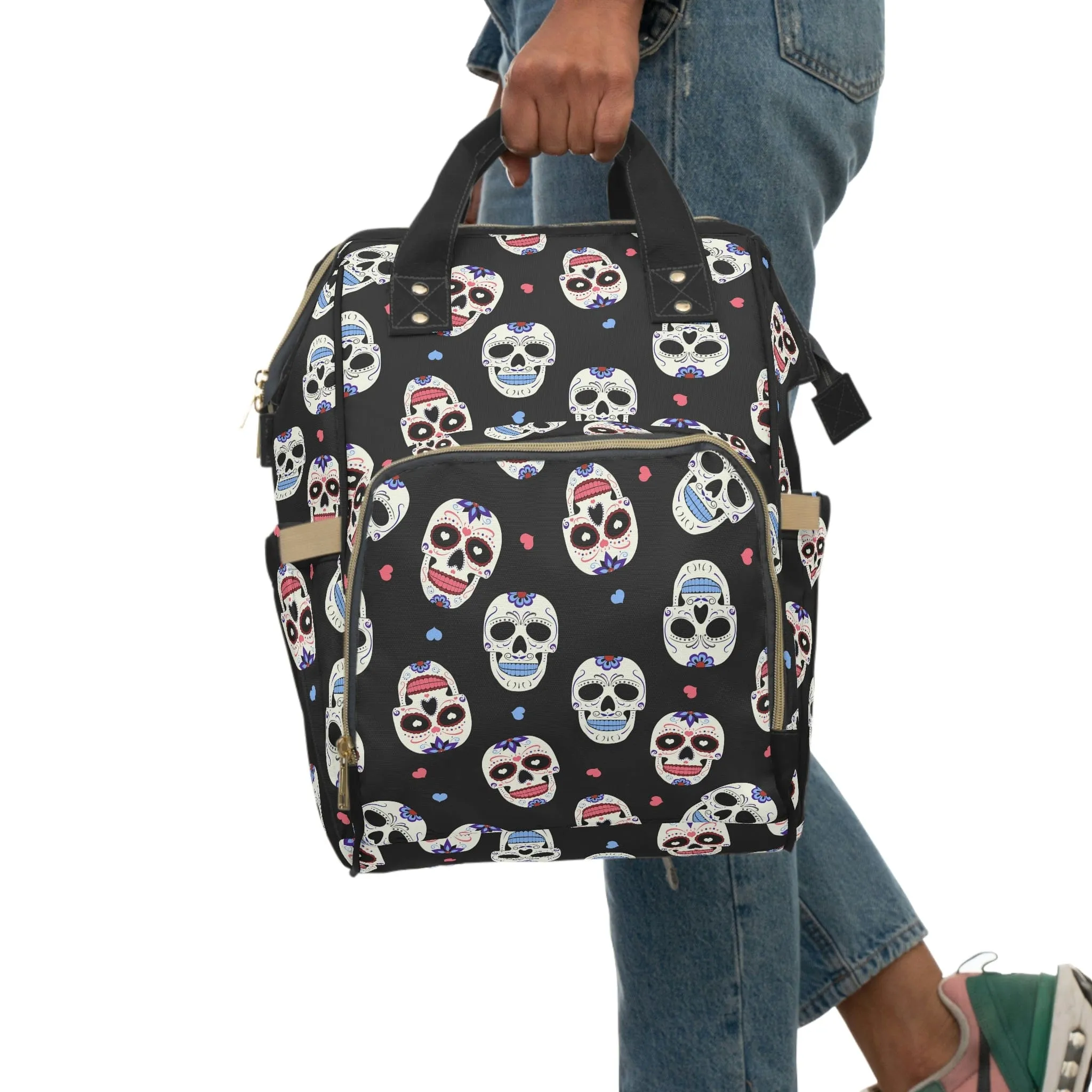 Mexican Sugar Skull Multifunctional Diaper Backpack
