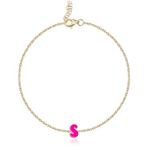 Mini Enamel Initial Chain Bracelet