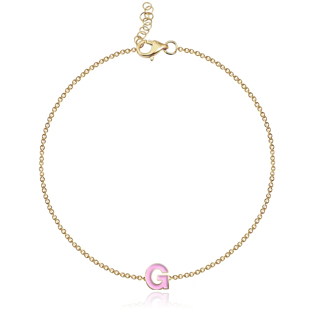 Mini Enamel Initial Chain Bracelet