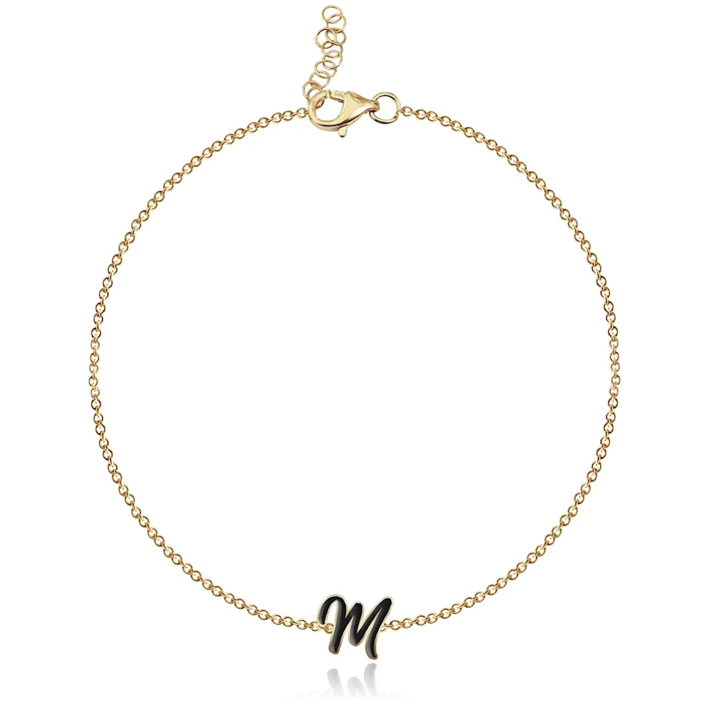 Mini Enamel Initial Chain Bracelet