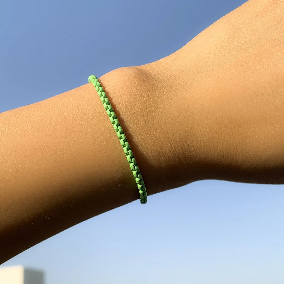 Mint Enamel & Silver-Plated Box Chain Bracelet