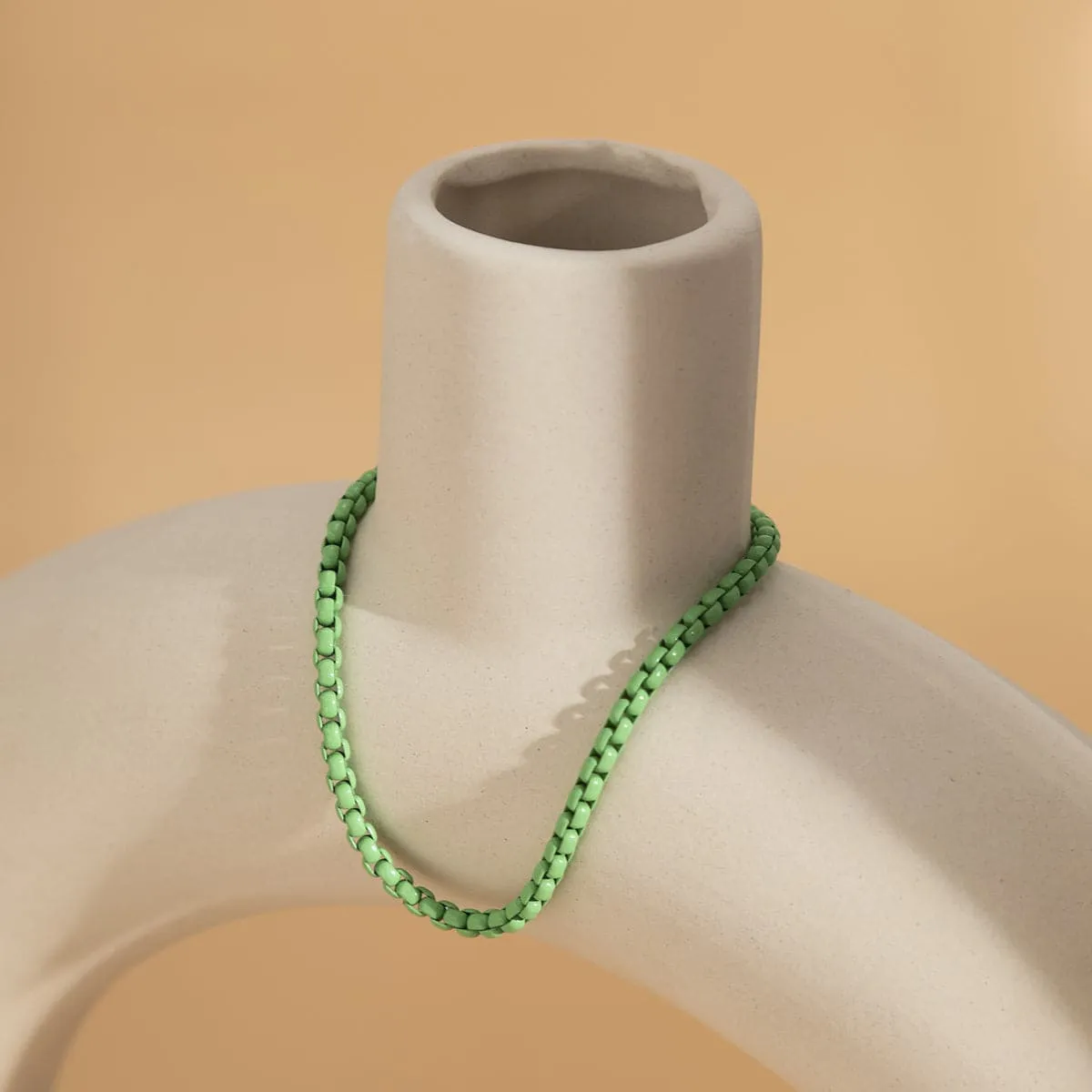 Mint Enamel & Silver-Plated Box Chain Bracelet