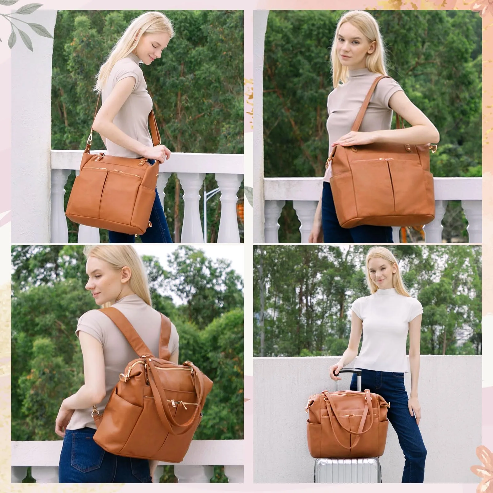 MOMINSIDE Multifunctional Leather Diaper Bag