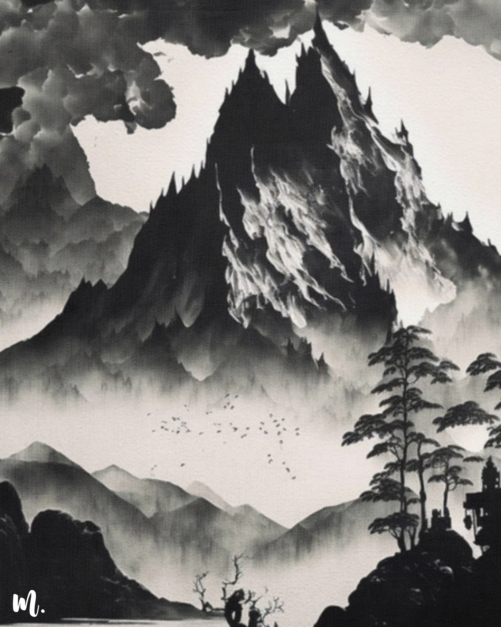 Monochrome mountains modern canvas art