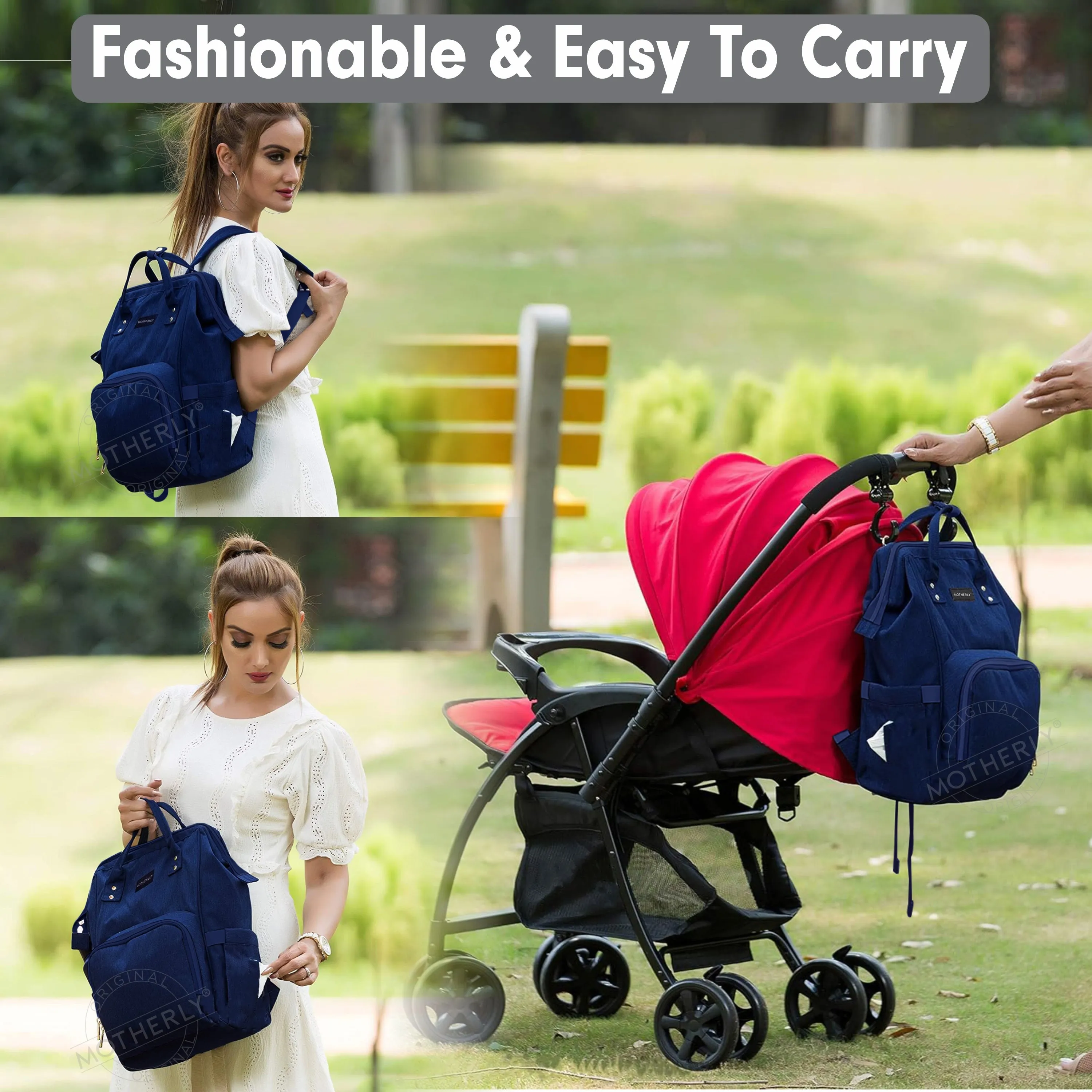 Motherly Crown Diaper Bag for Mothers for Travel with Mat, Stroller Hook, Bottle Cover/Multipocket Baby Bag/Water-resistant Diaper bags for mom/Maternity Bags for Mother and Baby