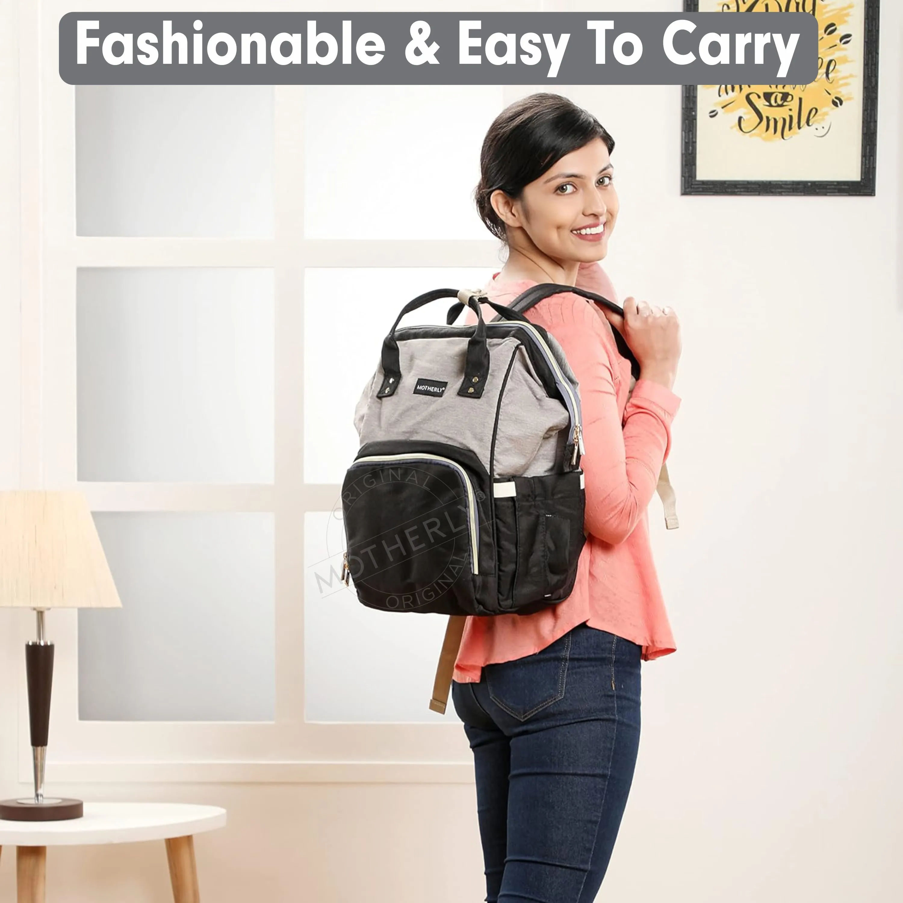 Motherly Crown Diaper Bag for Mothers for Travel with Mat, Stroller Hook, Bottle Cover/Multipocket Baby Bag/Water-resistant Diaper bags for mom/Maternity Bags for Mother and Baby