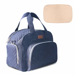 Motherly Diaper Quilted Diaper Bag for Mothers for Travel with Changing Mat - Spacious Diaper Bags for Mom | Baby Bag with Multi-Pocket Design | Maternity Bags for Mother and Baby (Navy Blue)