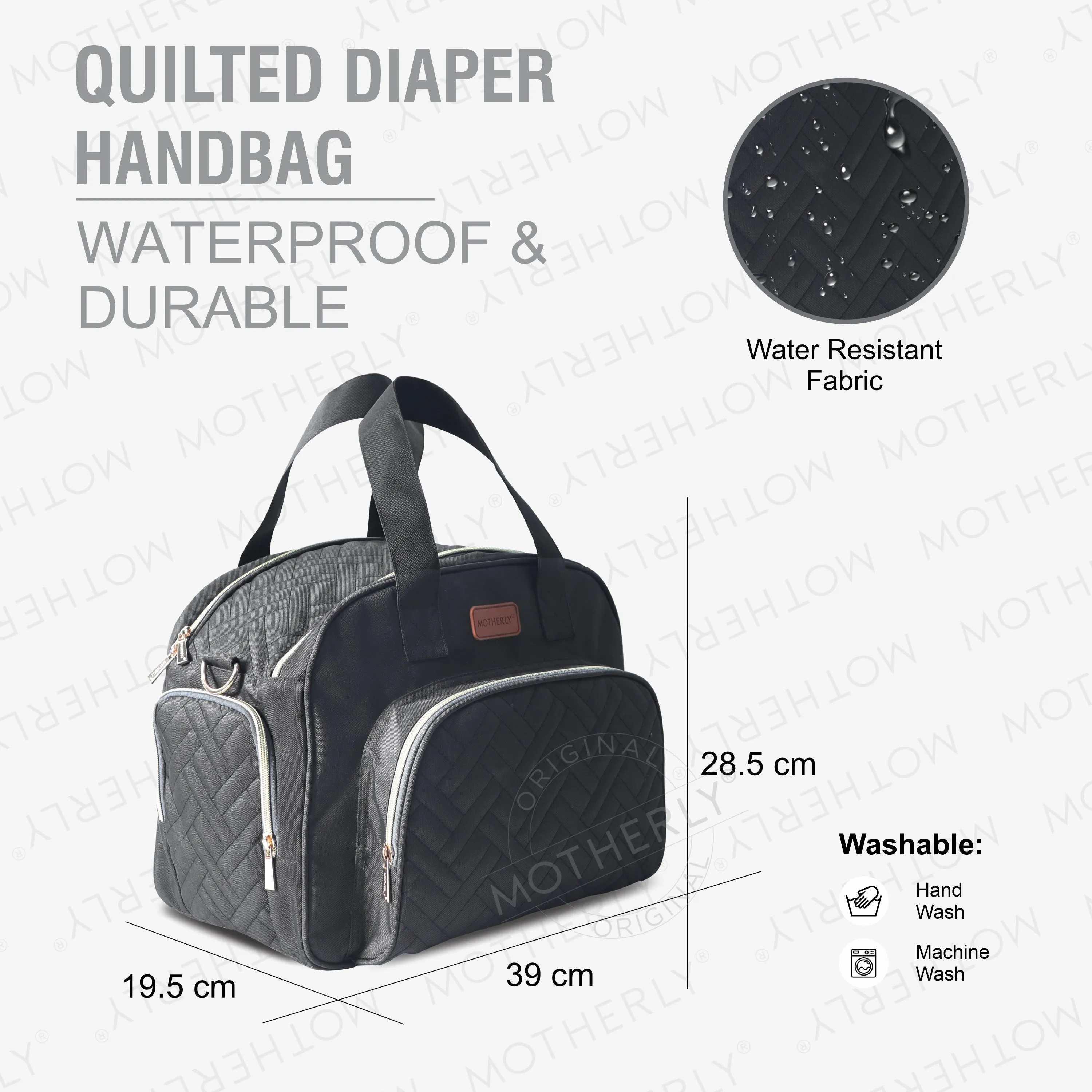 Motherly Diaper Quilted Diaper Bag for Mothers for Travel with Changing Mat - Spacious Diaper Bags for Mom | Baby Bag with Multi-Pocket Design | Maternity Bags for Mother and Baby (Navy Blue)