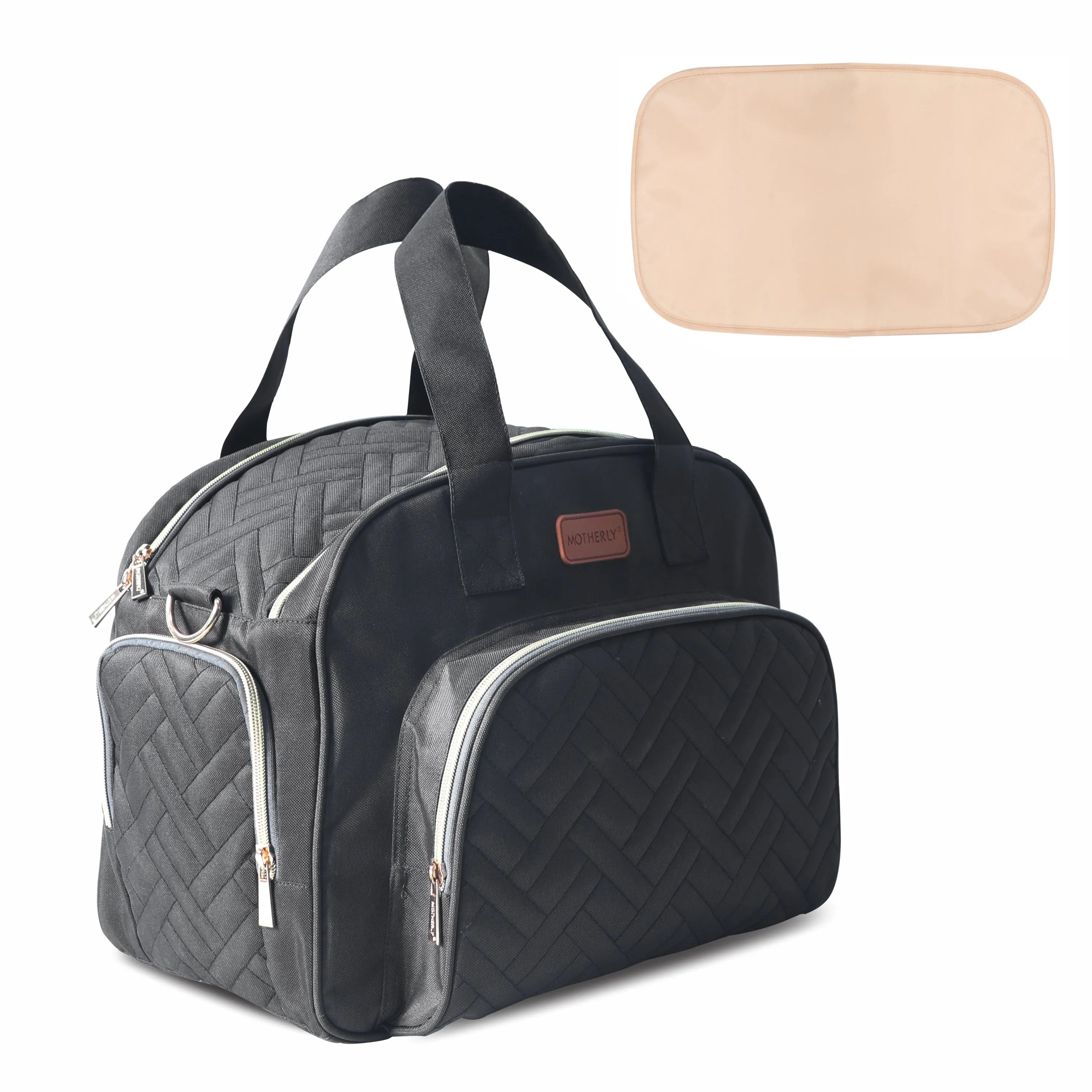 Motherly Diaper Quilted Diaper Bag for Mothers for Travel with Changing Mat - Spacious Diaper Bags for Mom | Baby Bag with Multi-Pocket Design | Maternity Bags for Mother and Baby (Navy Blue)
