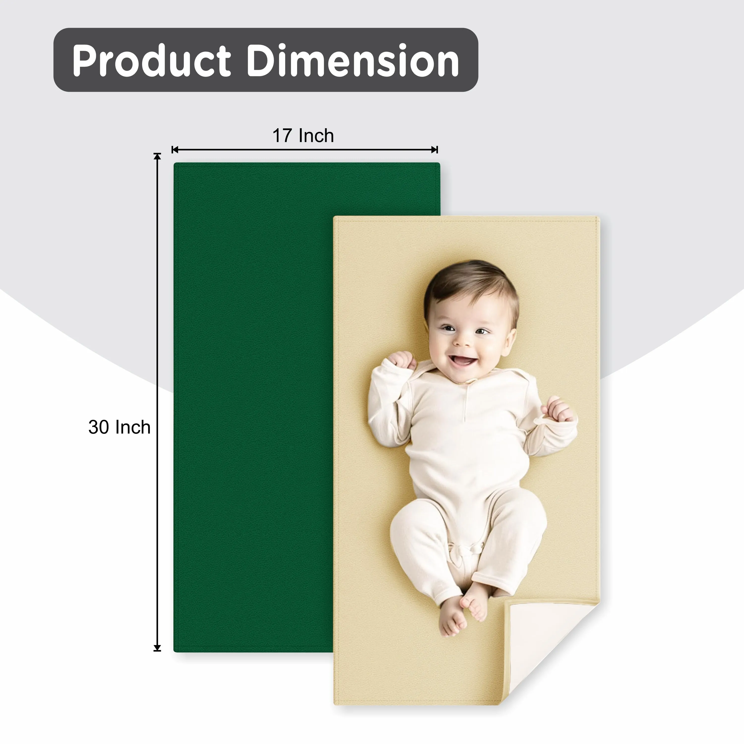 Motherly Premium Baby Mat Combo for Diaper Change and Oil Massage, Diaper Changing Mat & Massage Mat, Reusable Portable Changing Pad, Bed Protector Sleeping Mattress for Boys & Girls (Green & Cream)