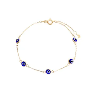 Multi Enamel Evil Eye Bracelet 14k
