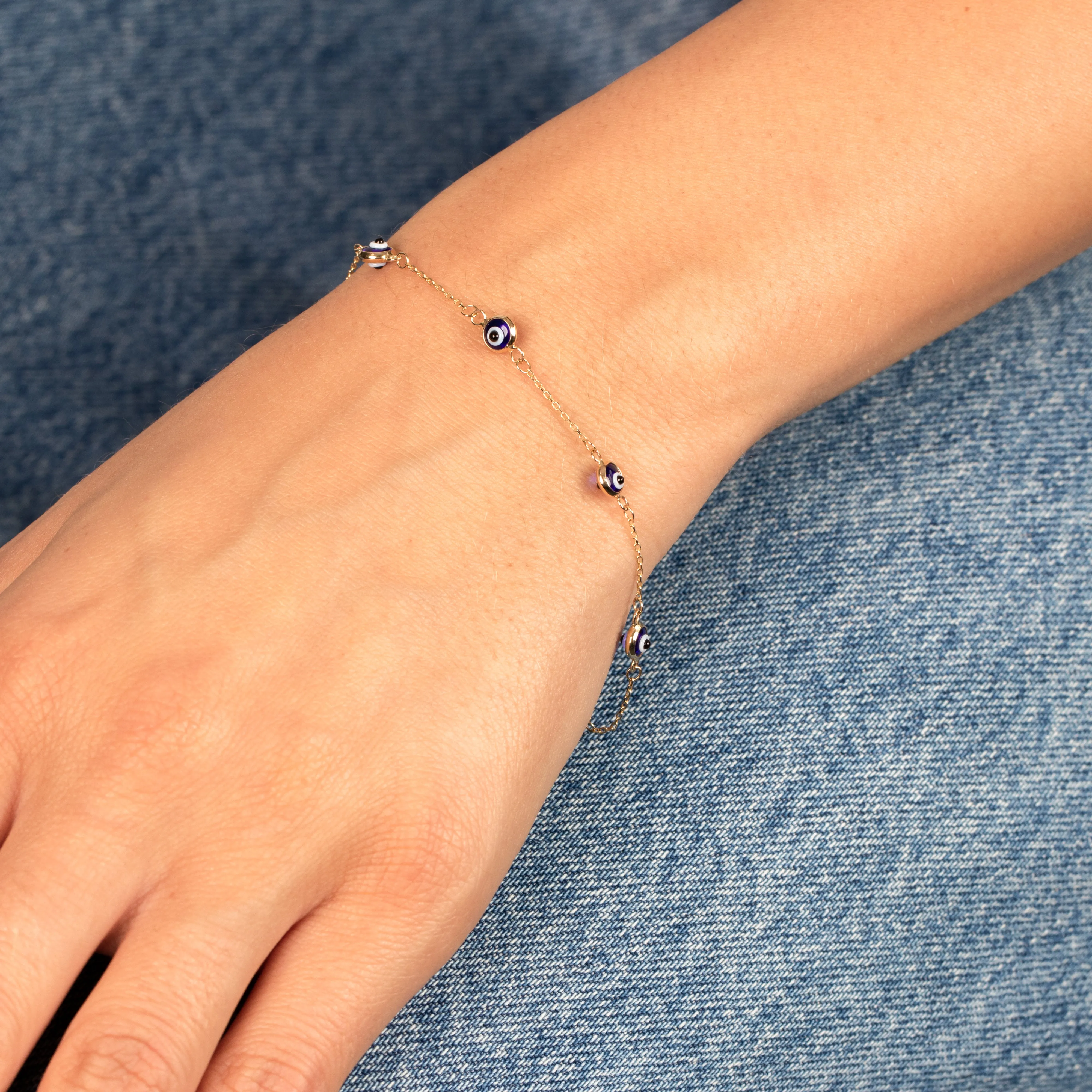 Multi Enamel Evil Eye Bracelet 14k