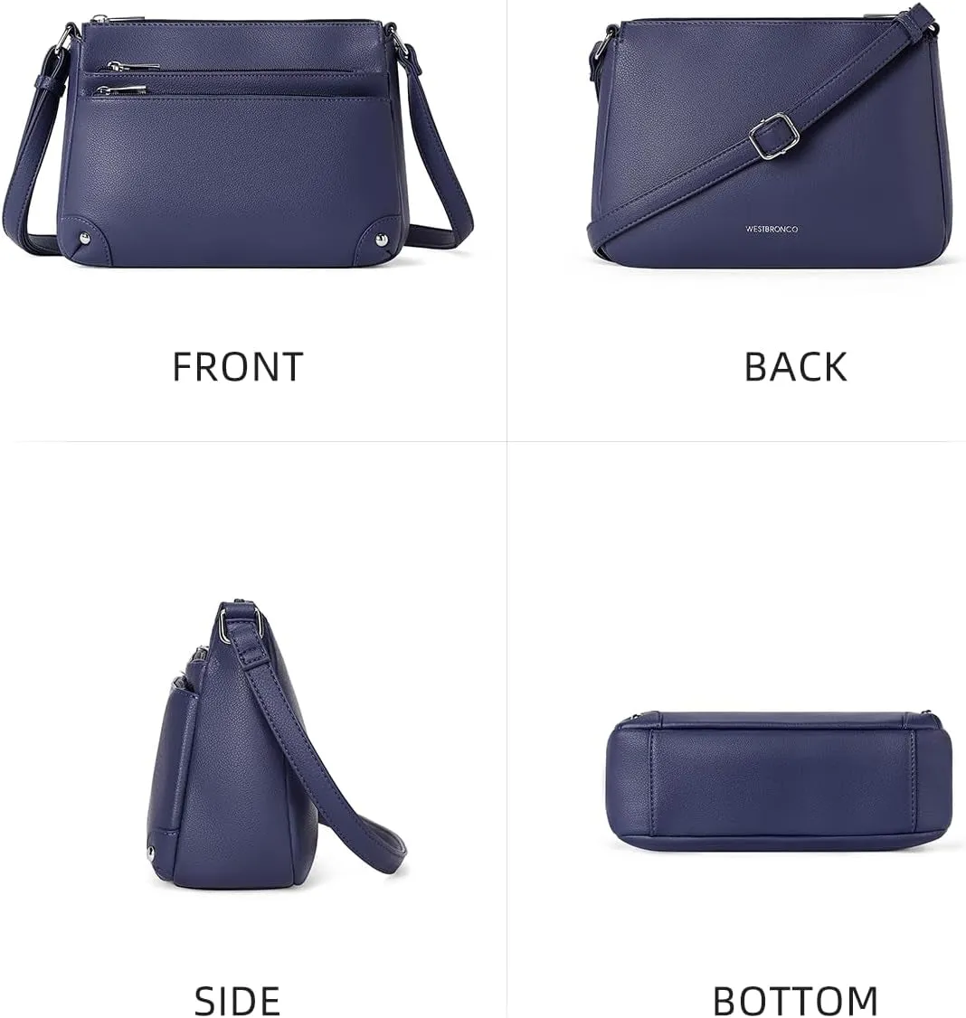 Multi Pocket Crossbody Bags for Women, Medium Size Shoulder Handbags with Zipper