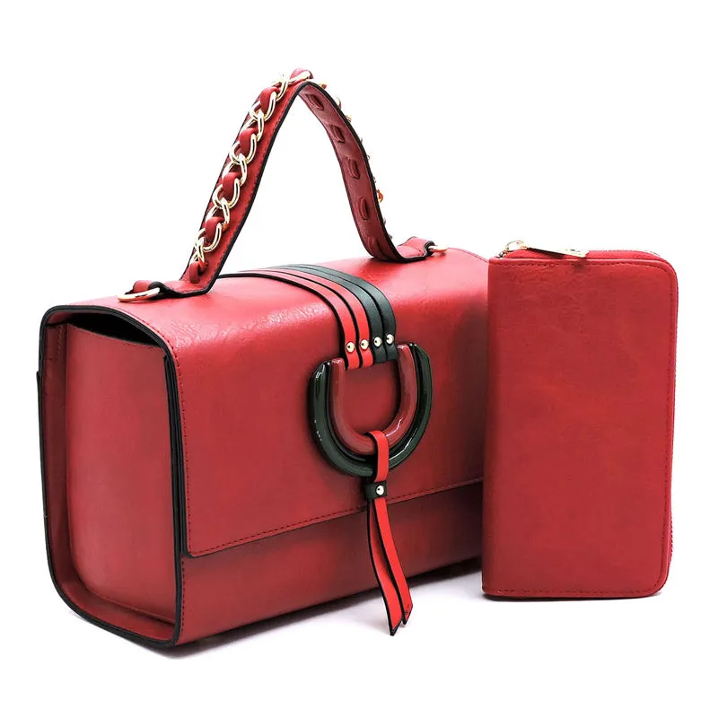 Multi Striped D-Ring 2-in-1 Boxy Satchel