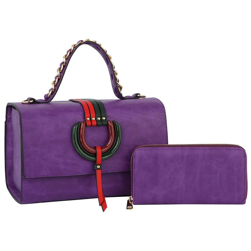 Multi Striped D-Ring 2-in-1 Boxy Satchel