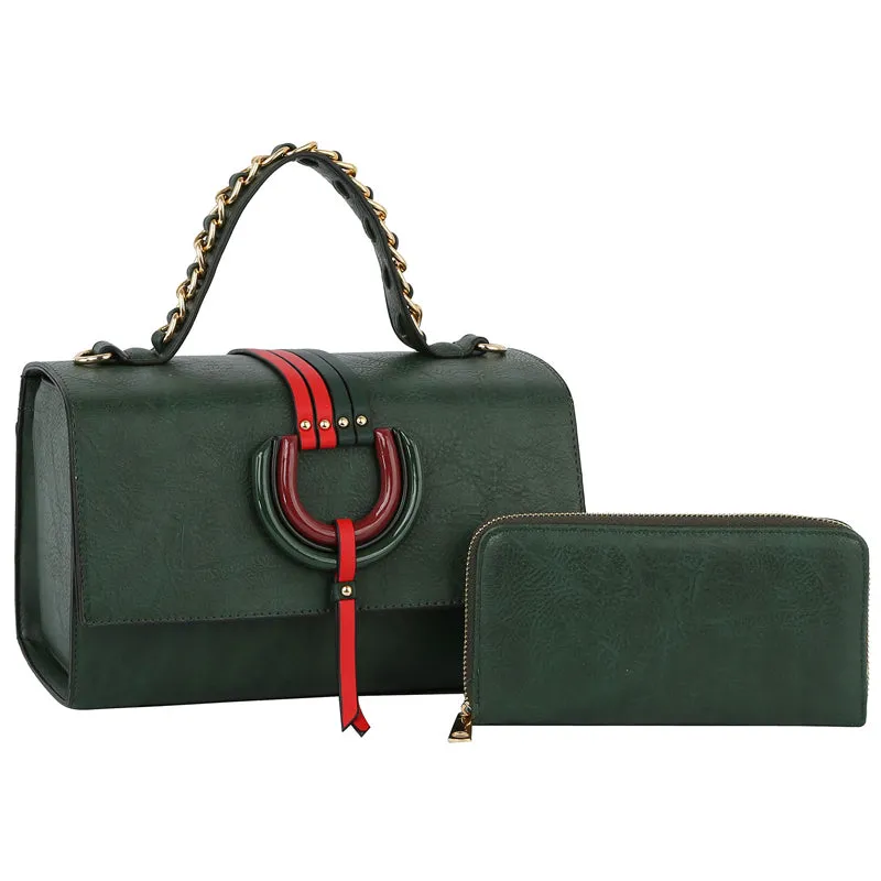 Multi Striped D-Ring 2-in-1 Boxy Satchel