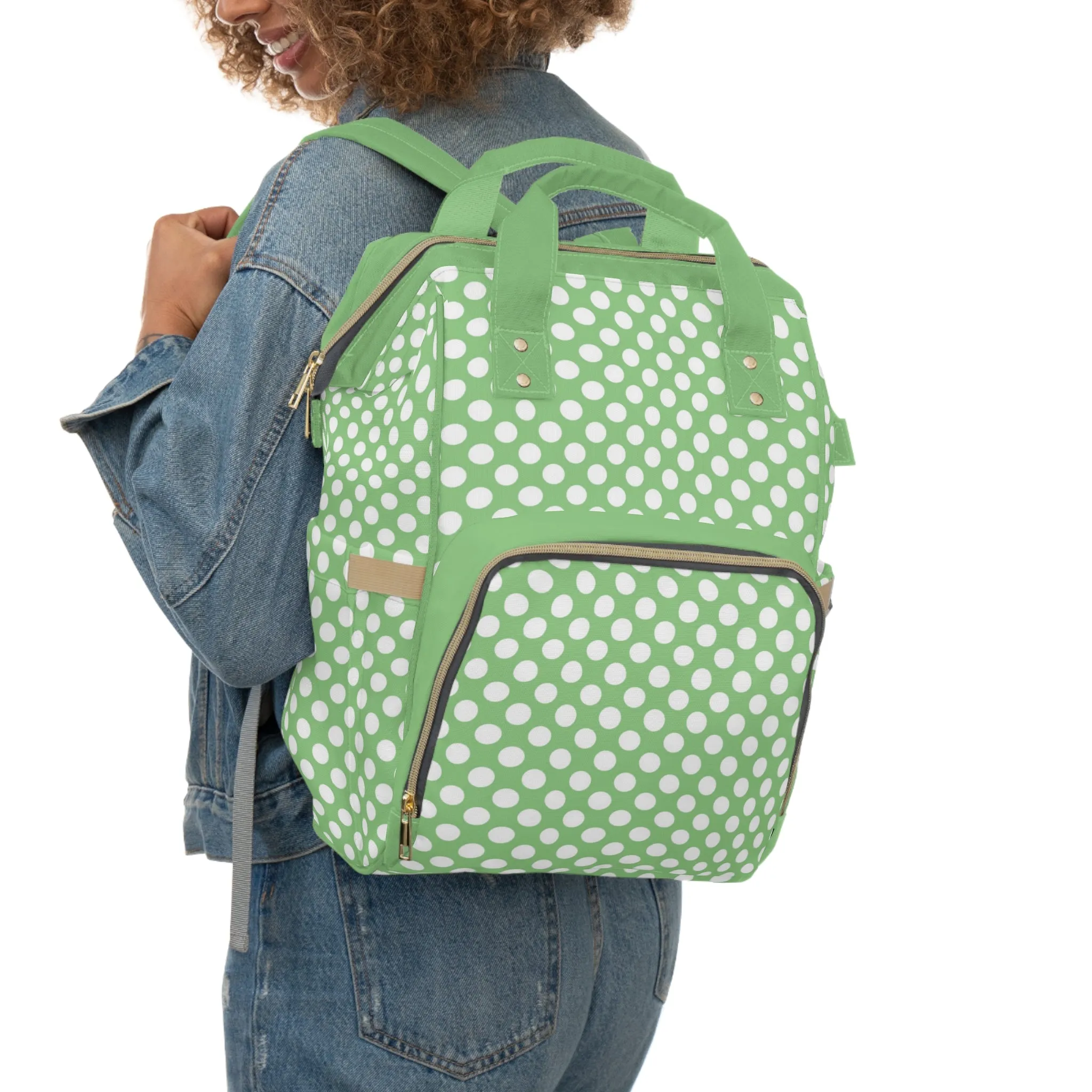 Multifunctional Polka Dot Diaper Backpack - Stylish and Practical Baby Bag for Busy Parents