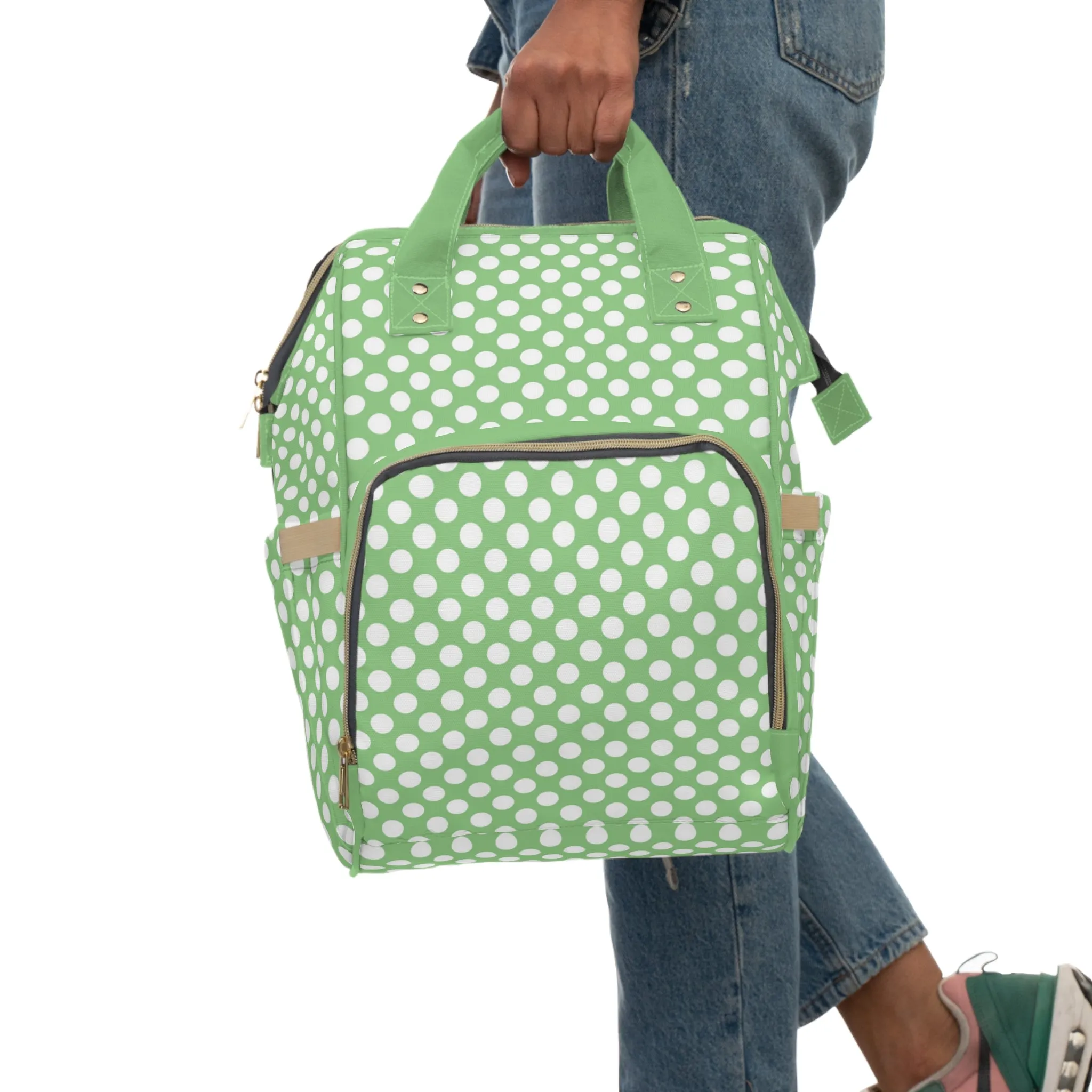 Multifunctional Polka Dot Diaper Backpack - Stylish and Practical Baby Bag for Busy Parents