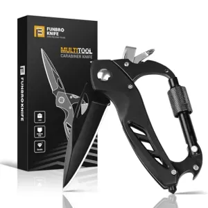 Multitool Carabiner w/ Pocket Knife,Stocking Stuffers Gifts for Men