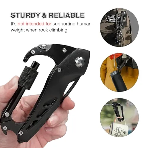 Multitool Carabiner w/ Pocket Knife,Stocking Stuffers Gifts for Men