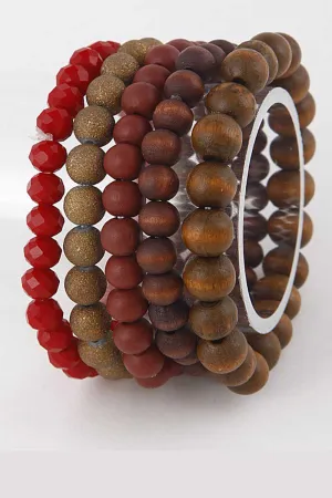 Natural Roots - Beaded Bracelet Set in Wine