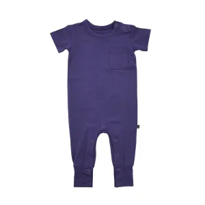 Navy Short Sleeve Pocket Romper