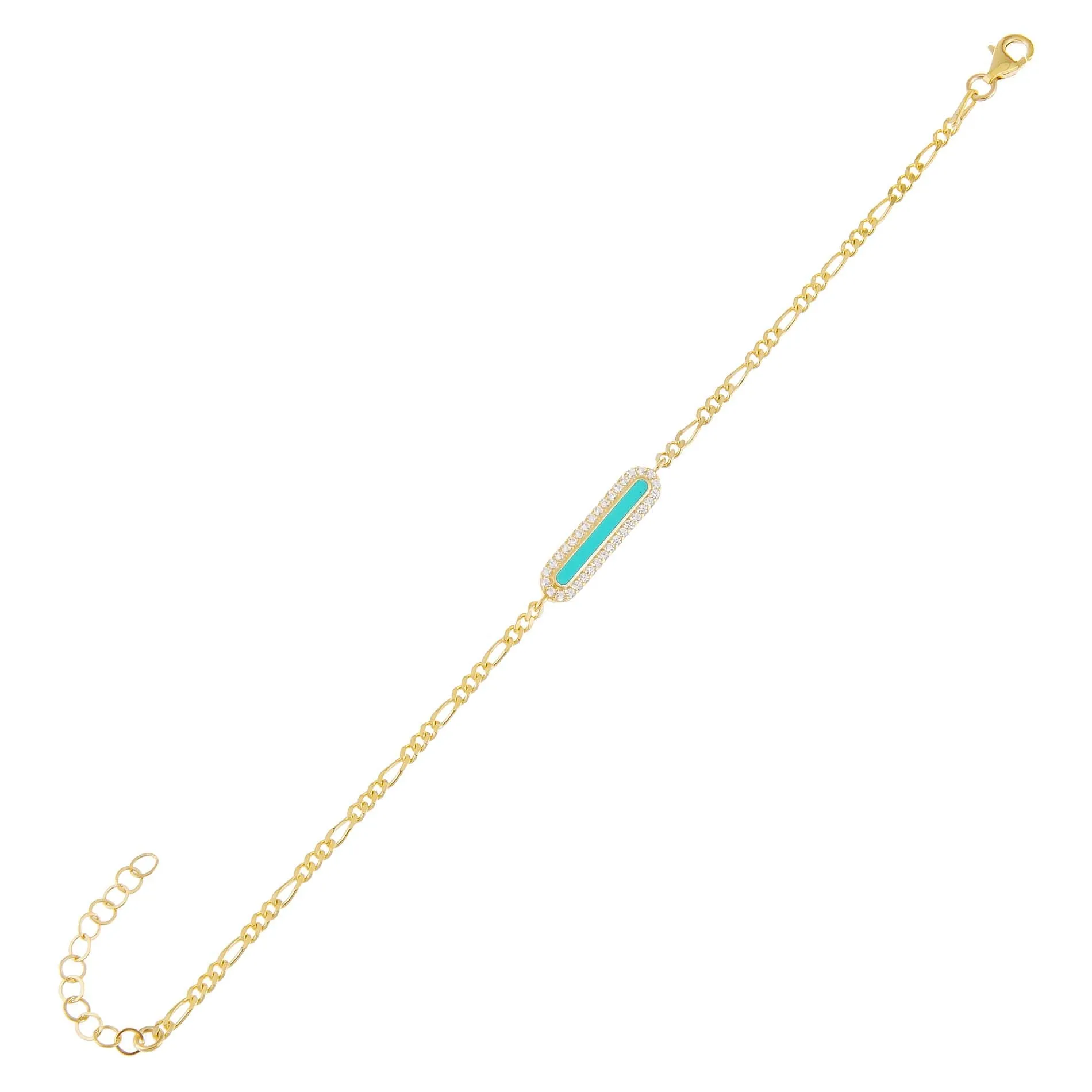 Neon CZ Bar Figaro Bracelet