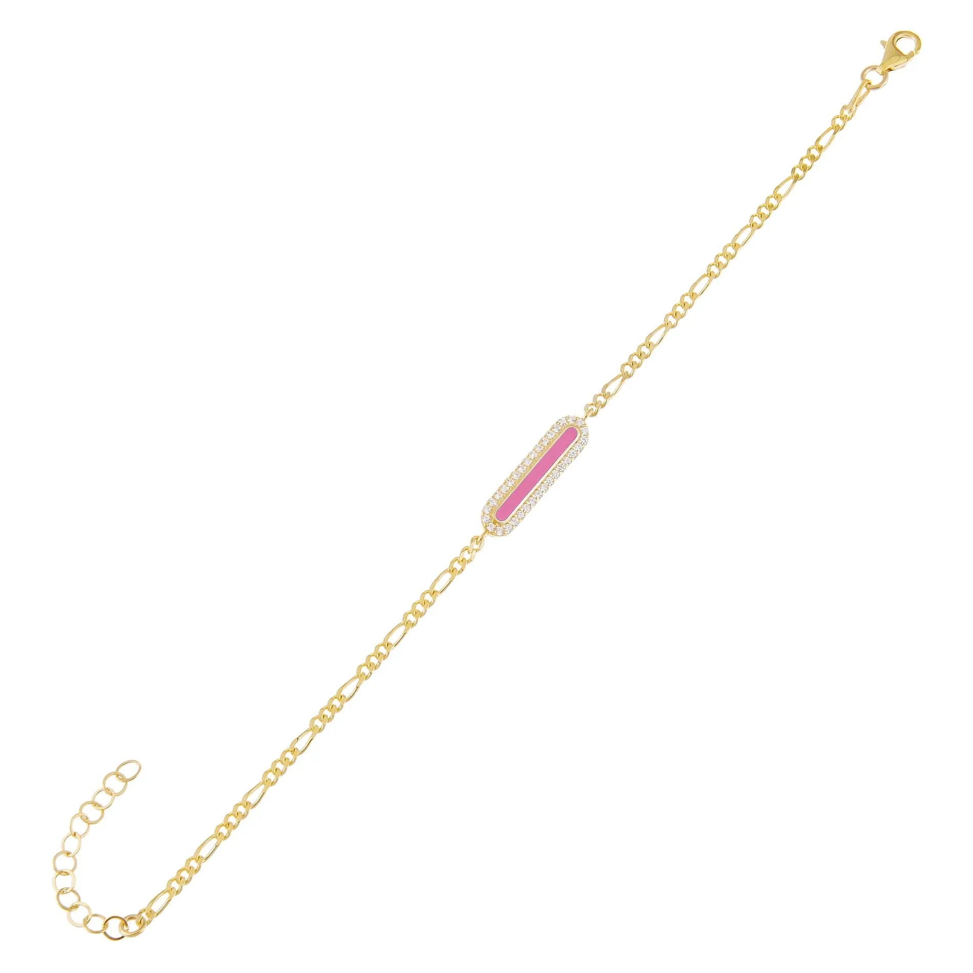 Neon CZ Bar Figaro Bracelet