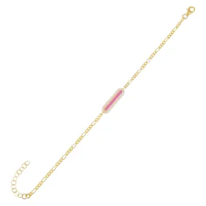 Neon CZ Bar Figaro Bracelet