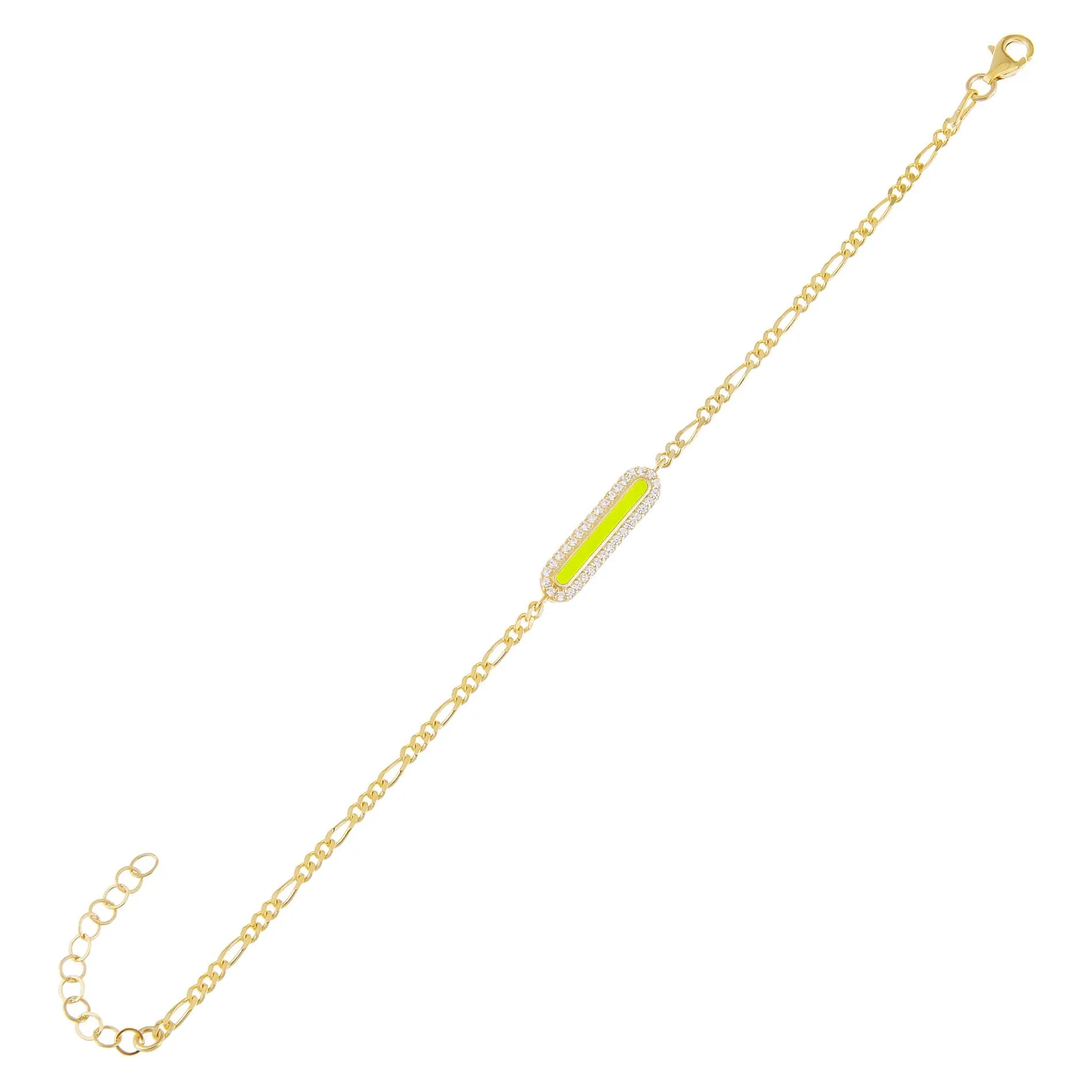 Neon CZ Bar Figaro Bracelet