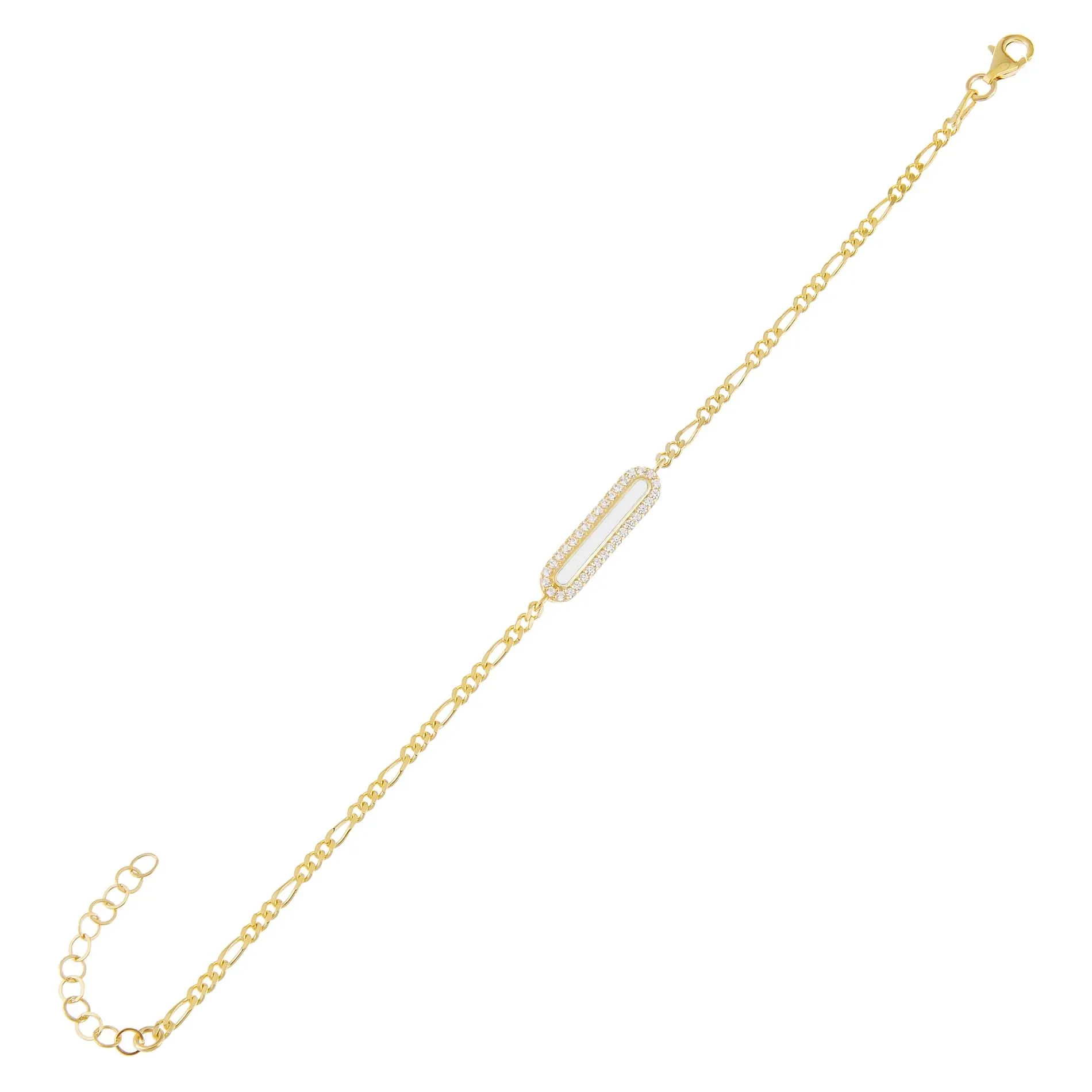 Neon CZ Bar Figaro Bracelet