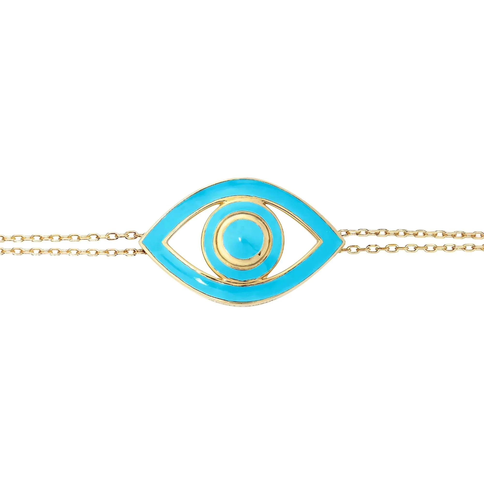 Netali Nissim Big Eye Bracelet Turquoise Enamel & Sterling Silver Yellow Gold Clad