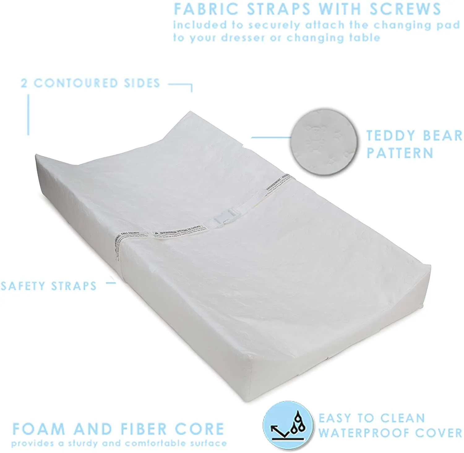 New Delta Children Contoured Changing Pad, 4 Ounce! SIZE: 32"L x 16"W x 4"H | Fits standard size changing tables