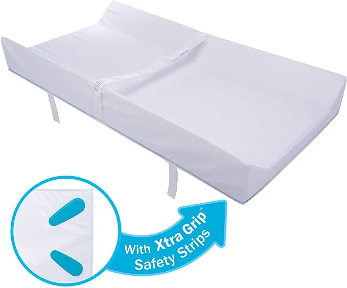 New Munchkin Secure Grip Changing Pad, White! Xtra-Grip strips keep pad in-place! Fits most dressers and changing tables