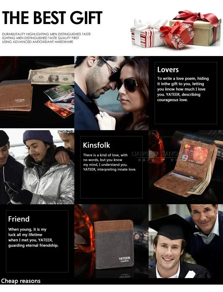 New Purse Wallets for Men with Checkbook Holder Small Canvas Purses New Design Dollar Slim Purse Money Clip Wallet 2023