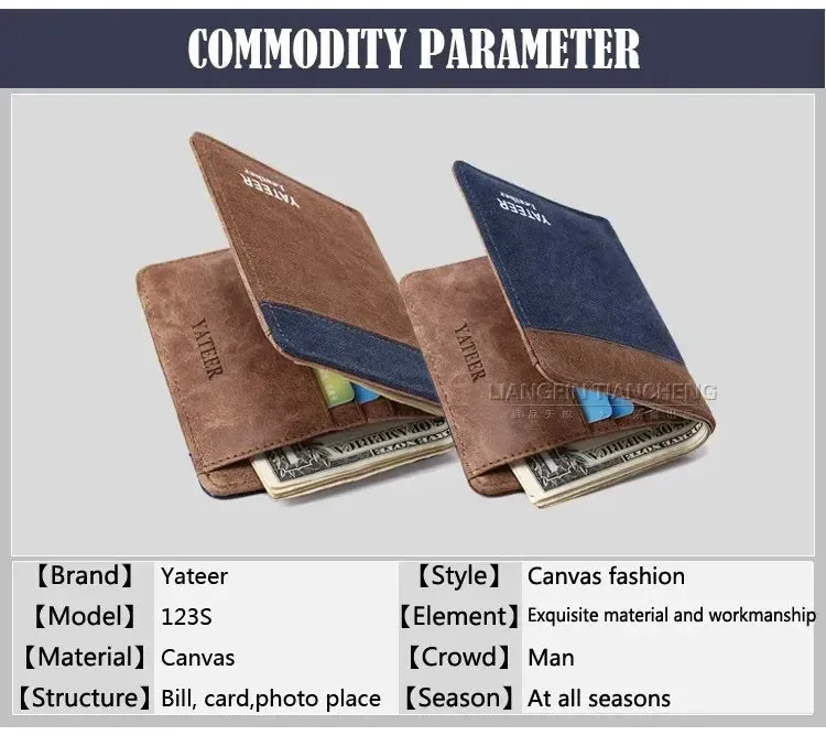 New Purse Wallets for Men with Checkbook Holder Small Canvas Purses New Design Dollar Slim Purse Money Clip Wallet 2023
