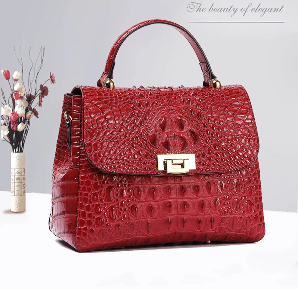 New Superior genuine leather women handbag Embossed pattern Fashion luxury
