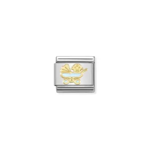 Nomination Composable Link Blue Baby Pram, 18K Gold & Enamel