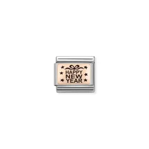 Nomination Composable Link Happy New Year, 9K Rose Gold