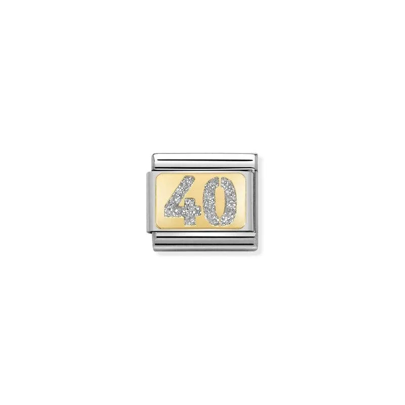 Nomination Composable Link Number 40, 18K Gold & Glitter Enamel