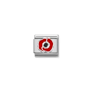 Nomination Composable Link Red Poppy, Black Cubic Zirconia, Silver & Enamel