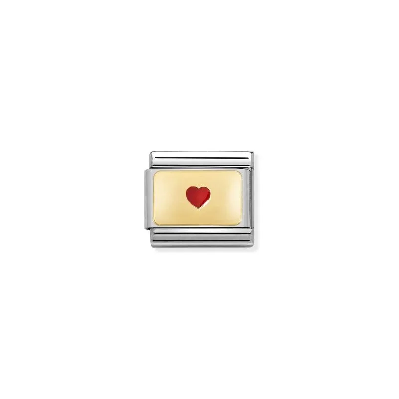 Nomination Composable Link Small Heart, 18K Gold & Enamel