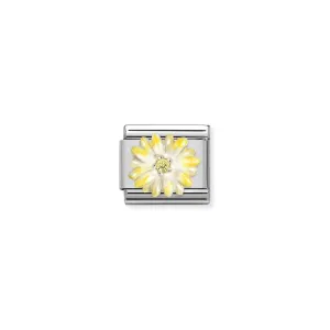 Nomination Composable Link Yellow Flower, Cubic Zirconia, Silver & Enamel